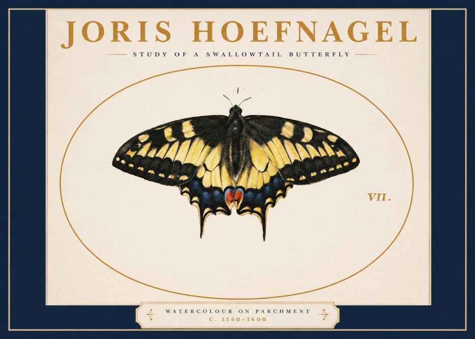 Joris Hoefnagel Study of a Swallowtail Butterfly No2 - Póster