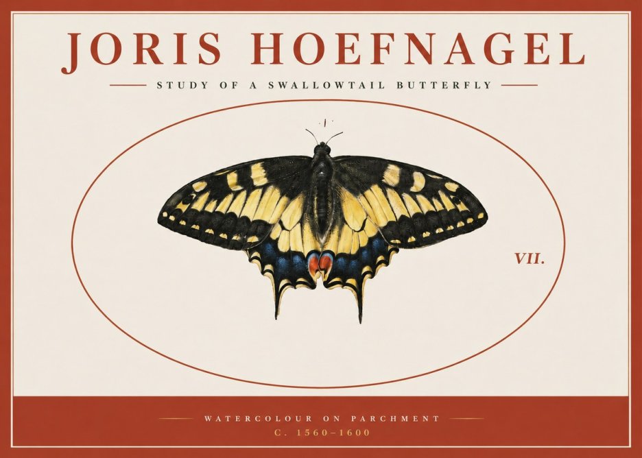 Joris Hoefnagel Study of a Swallowtail Butterfly No3 - Póster