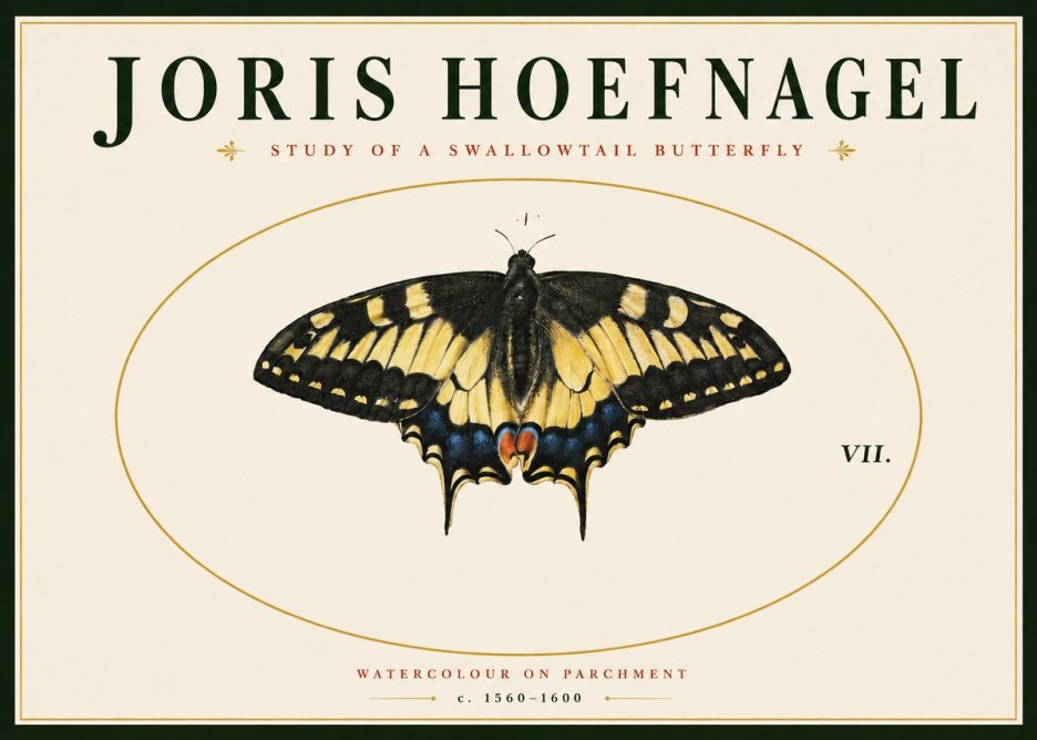 Joris Hoefnagel Study of a Swallowtail Butterfly No4 - Póster