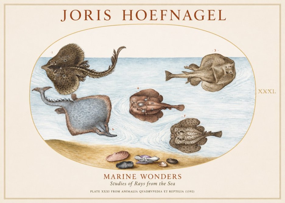 Joris Hoefnagel Studies of Rays and Shells No2 - Póster