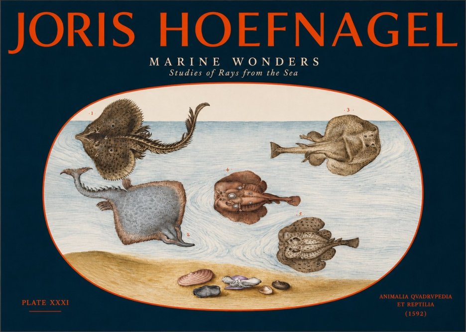 Joris Hoefnagel Studies of Rays and Shells No3 - Póster