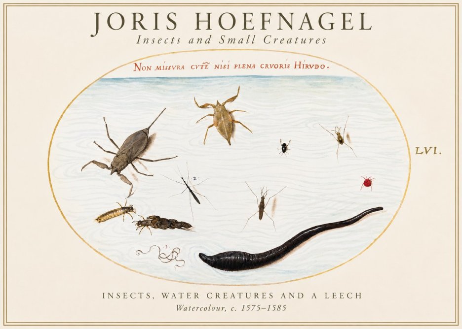Joris Hoefnagel Insects and Aquatic Creatures No2 - Póster