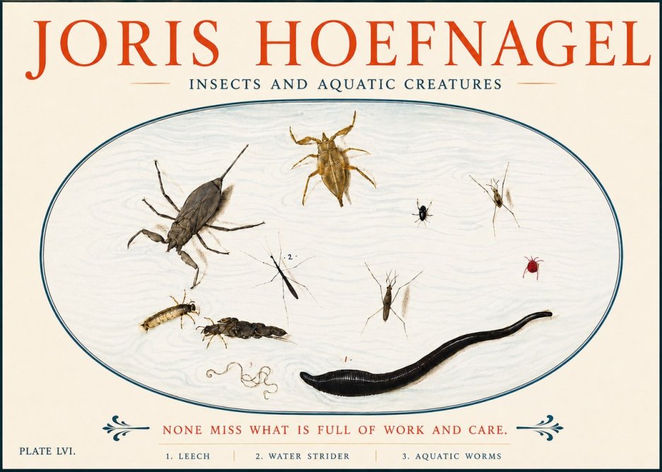 Joris Hoefnagel Insects and Aquatic Creatures No5 - Póster