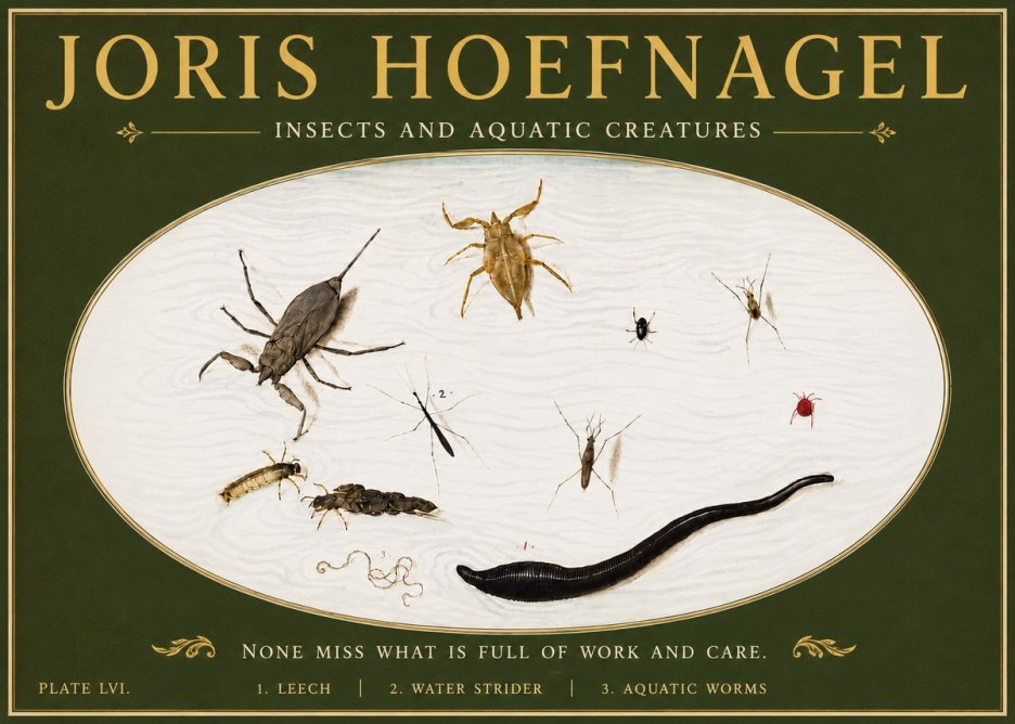 Joris Hoefnagel Insects and Aquatic Creatures No6 - Póster