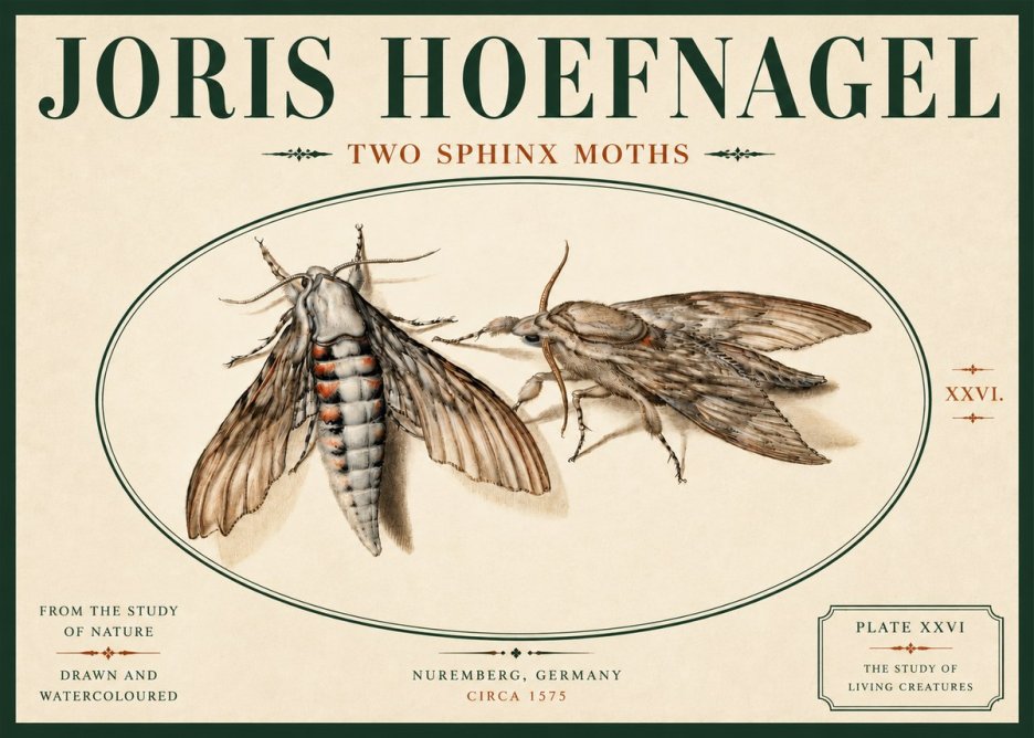 Joris Hoefnagel Two Sphinx Moths No6 - Póster