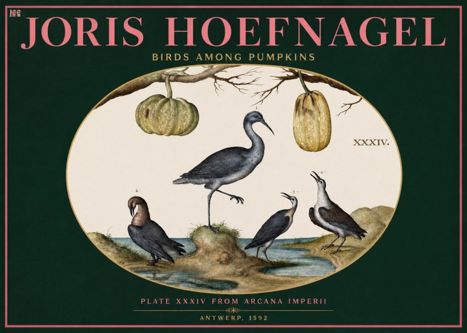 Joris Hoefnagel Birds and Fruits No3 - Póster