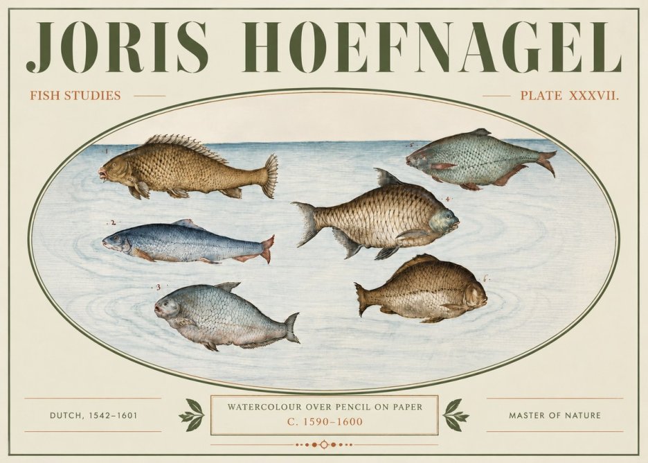 Joris Hoefnagel Six Freshwater Fish No5 - Póster