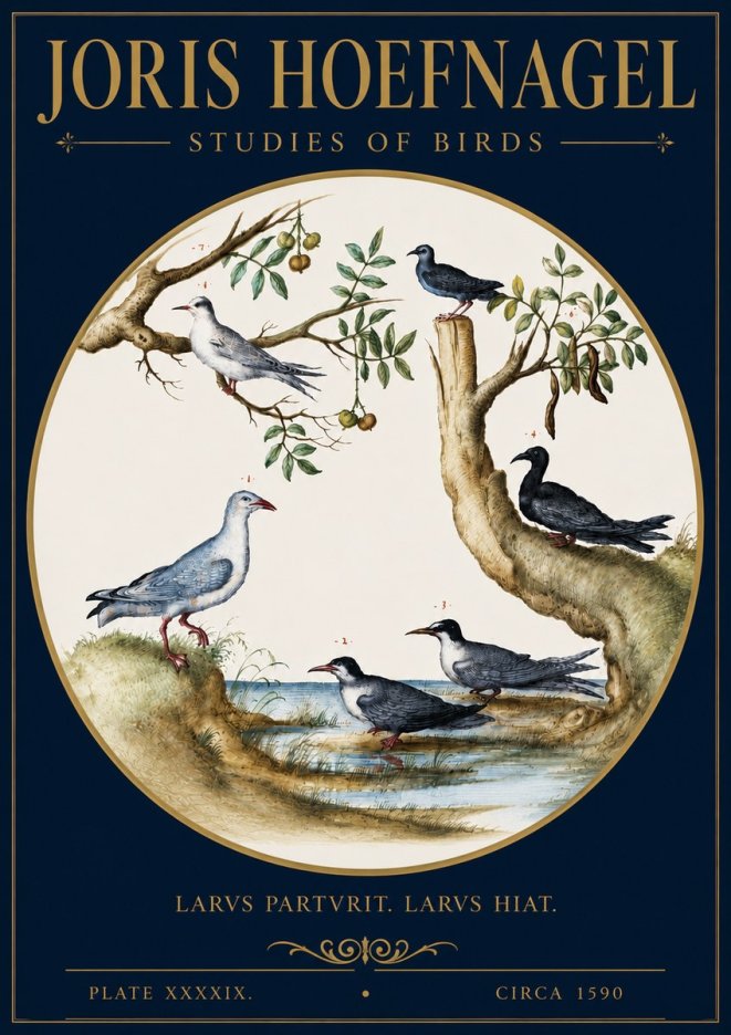 Joris Hoefnagel Studies of Birds II No4 - Póster