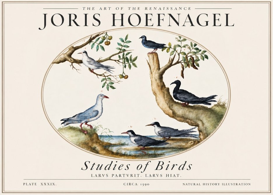 Joris Hoefnagel Studies of Birds II No5 - Póster