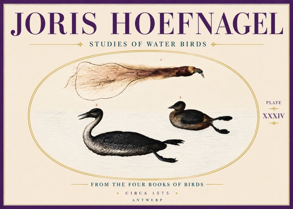 Joris Hoefnagel Studies of Water Birds No6 - Póster