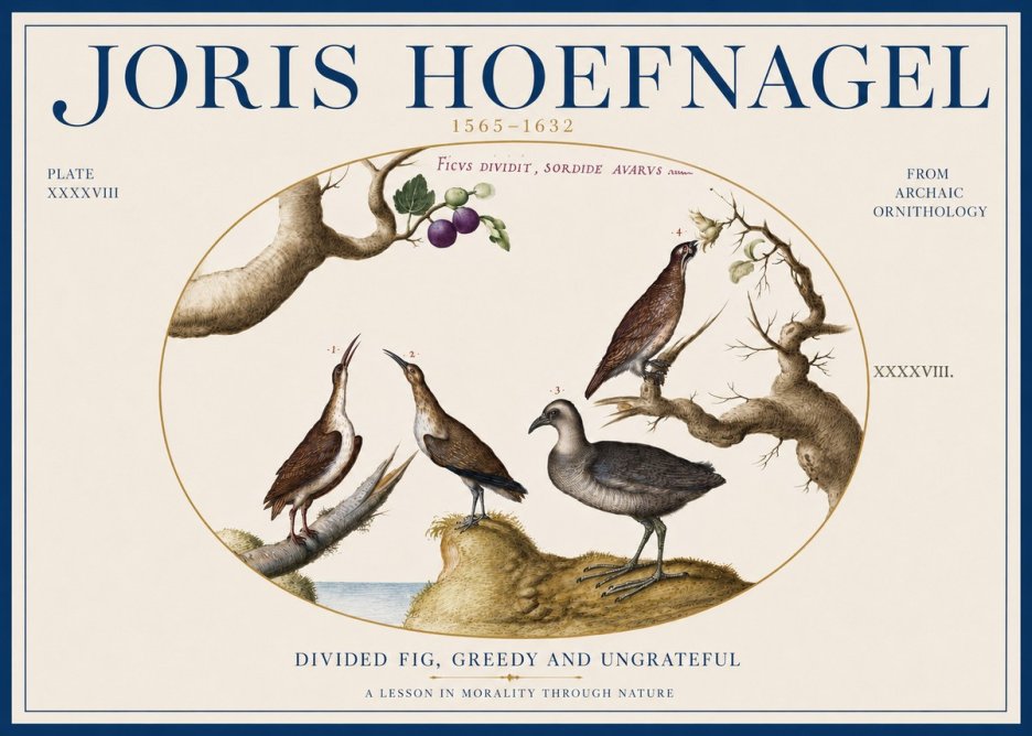 Joris Hoefnagel Birds from the Four Parts of the World No4 - Póster