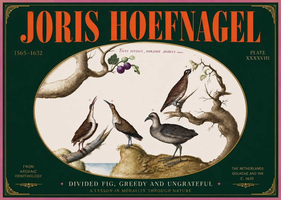 Joris Hoefnagel Birds from the Four Parts of the World No5 - Póster