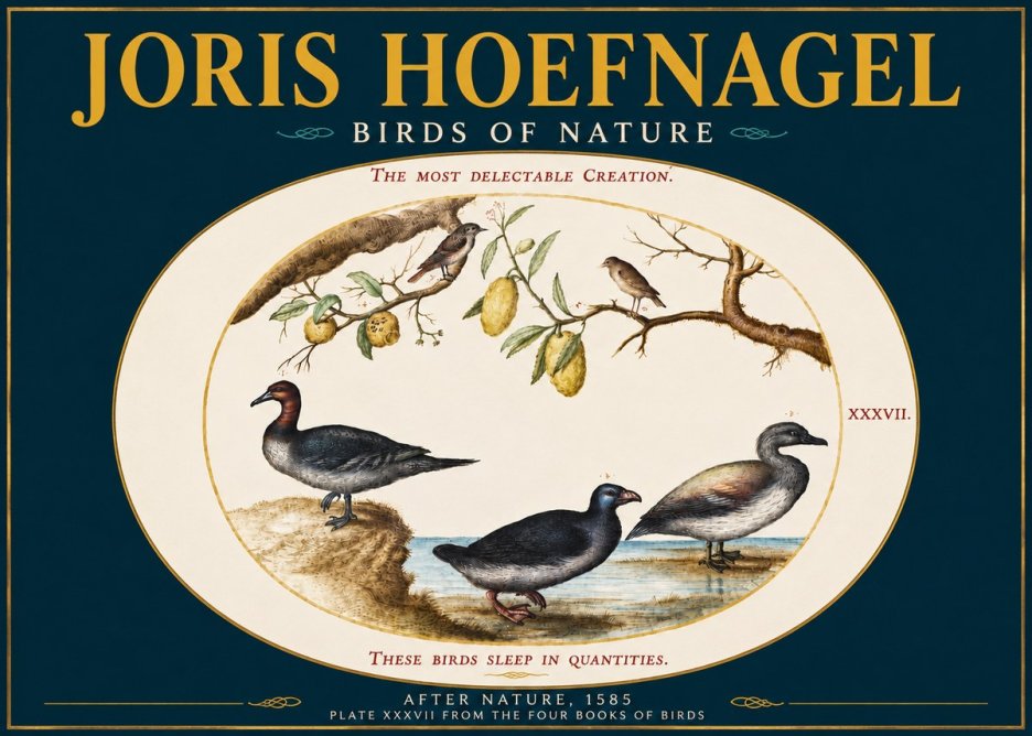 Joris Hoefnagel Plate Xxxvii from the Four Books of Birds No4 - Póster