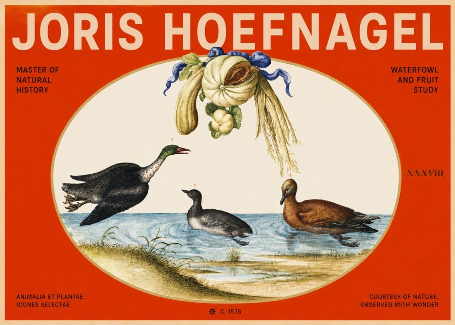 Joris Hoefnagel Waterfowl and Fruit Study No2 - Póster