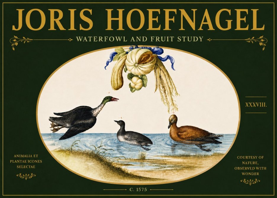 Joris Hoefnagel Waterfowl and Fruit Study No6 - Póster