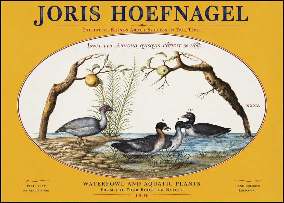 Joris Hoefnagel Waterfowl and Aquatic Plants No3 - Póster