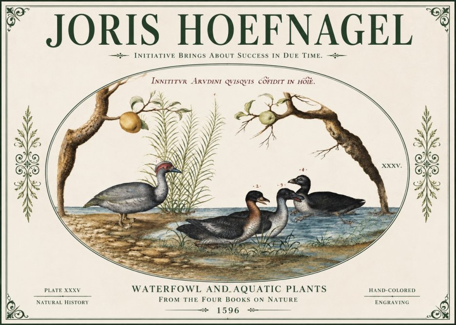 Joris Hoefnagel Waterfowl and Aquatic Plants No4 - Póster