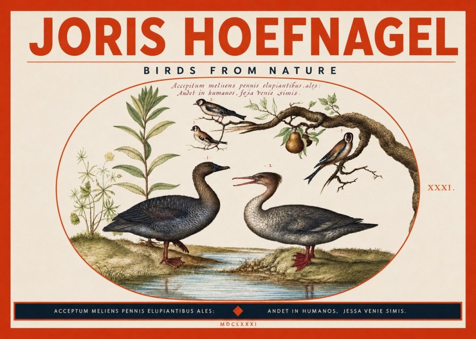 Joris Hoefnagel Acceptiem Meliens Pennis Fupidantibus Ales No4 - Póster