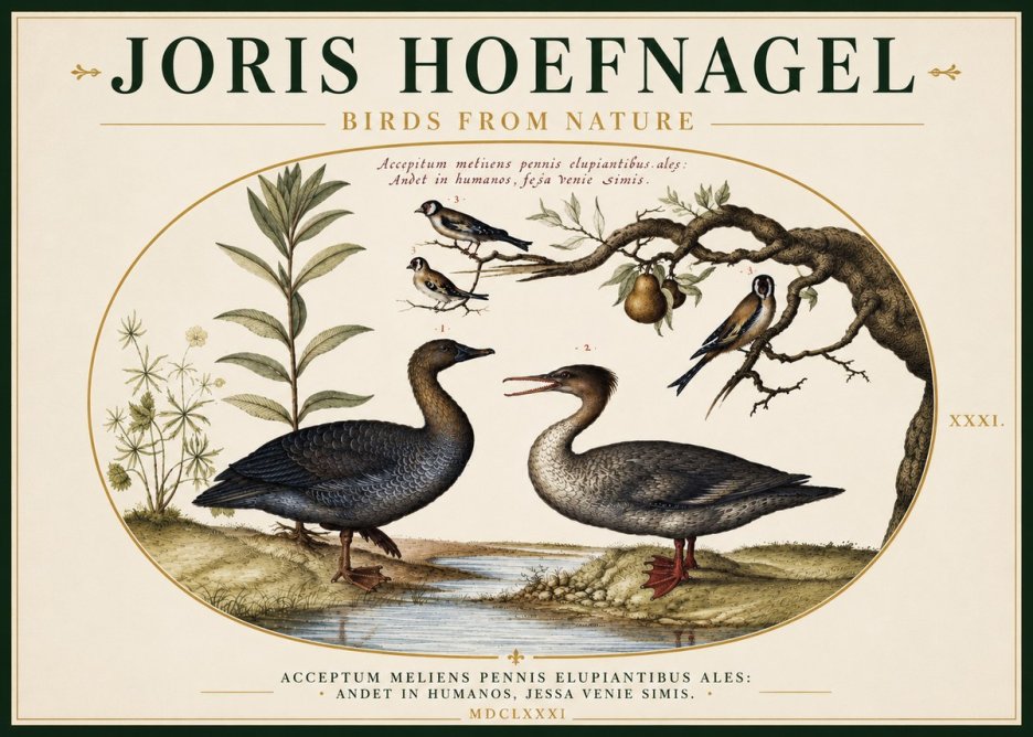 Joris Hoefnagel Acceptiem Meliens Pennis Fupidantibus Ales No5 - Póster