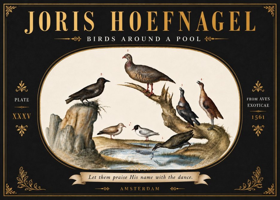 Joris Hoefnagel Birds Around a Pool No6 - Póster