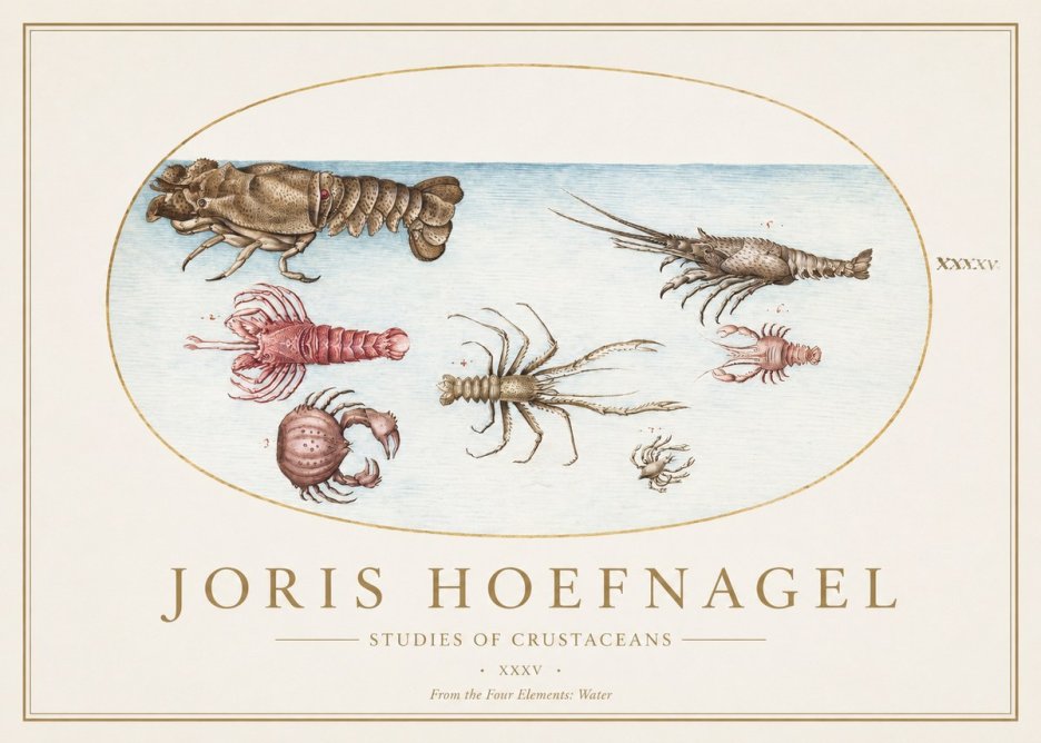 Joris Hoefnagel Studies of Crustaceans No1 - Póster