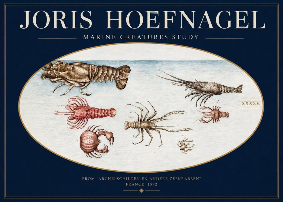 Joris Hoefnagel Studies of Crustaceans No4 - Póster