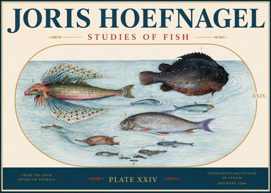 Joris Hoefnagel Studies of Fish II No3 - Póster