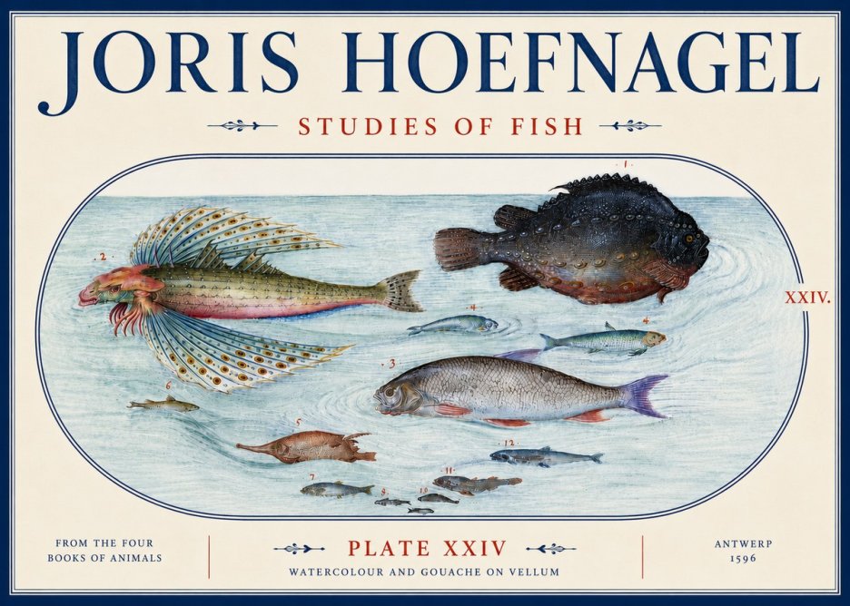 Joris Hoefnagel Studies of Fish II No6 - Póster