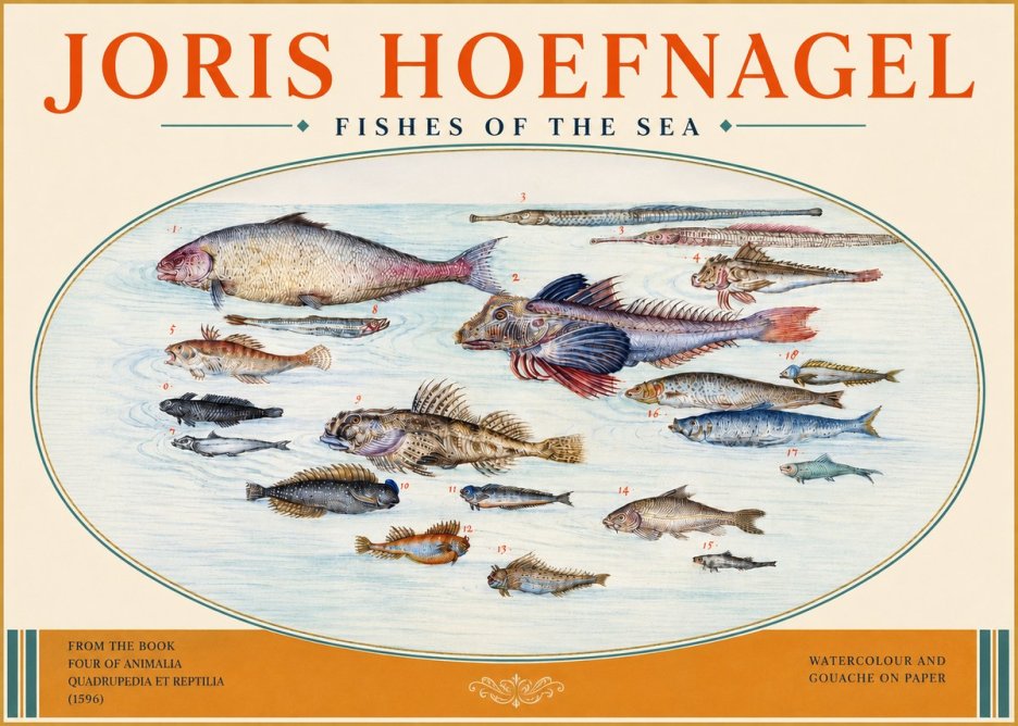 Joris Hoefnagel Fishes of the Sea III No3 - Póster