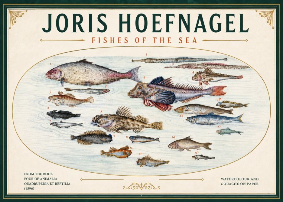 Joris Hoefnagel Fishes of the Sea III No6 - Póster
