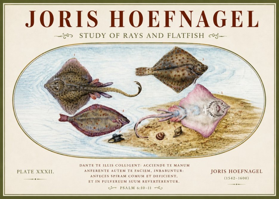 Joris Hoefnagel Study of Rays and Flatfish No4 - Póster