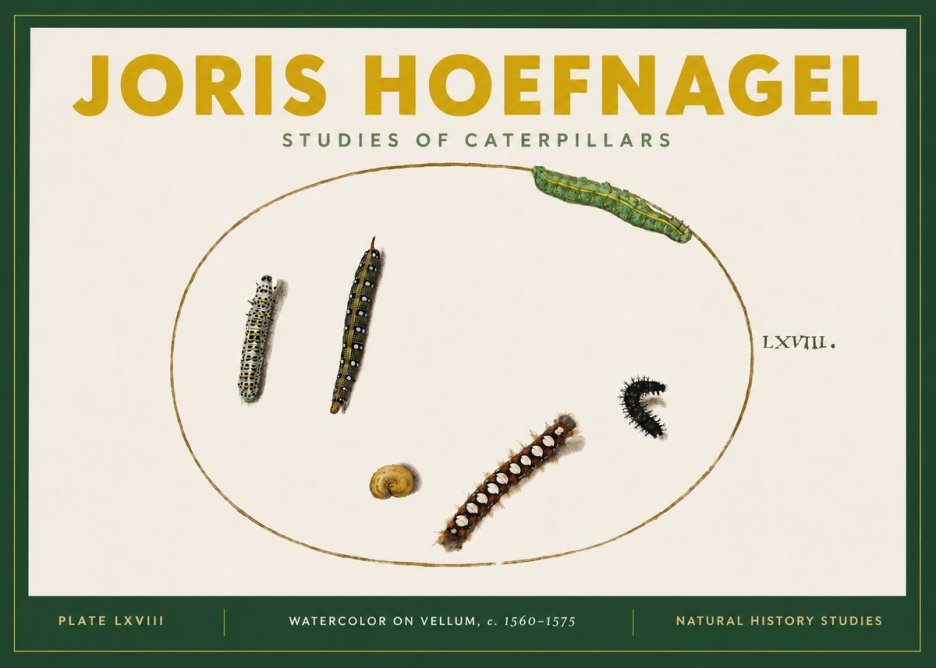 Joris Hoefnagel Studies of Caterpillars No4 - Póster