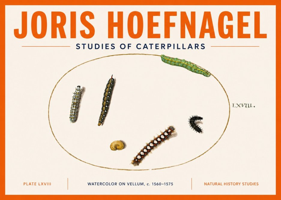 Joris Hoefnagel Studies of Caterpillars No5 - Póster