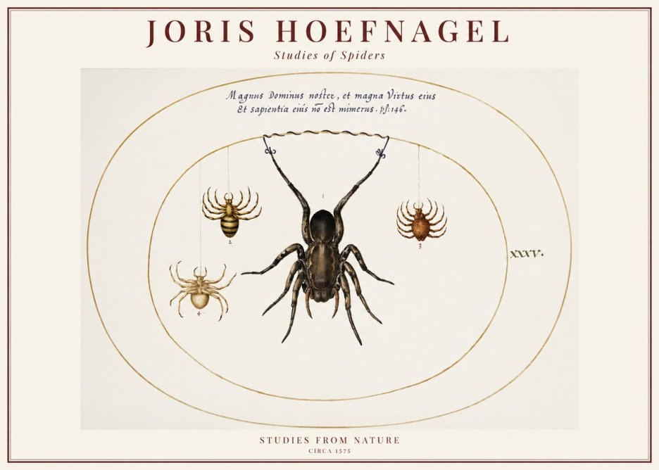 Joris Hoefnagel Study of Spiders No6 - Póster
