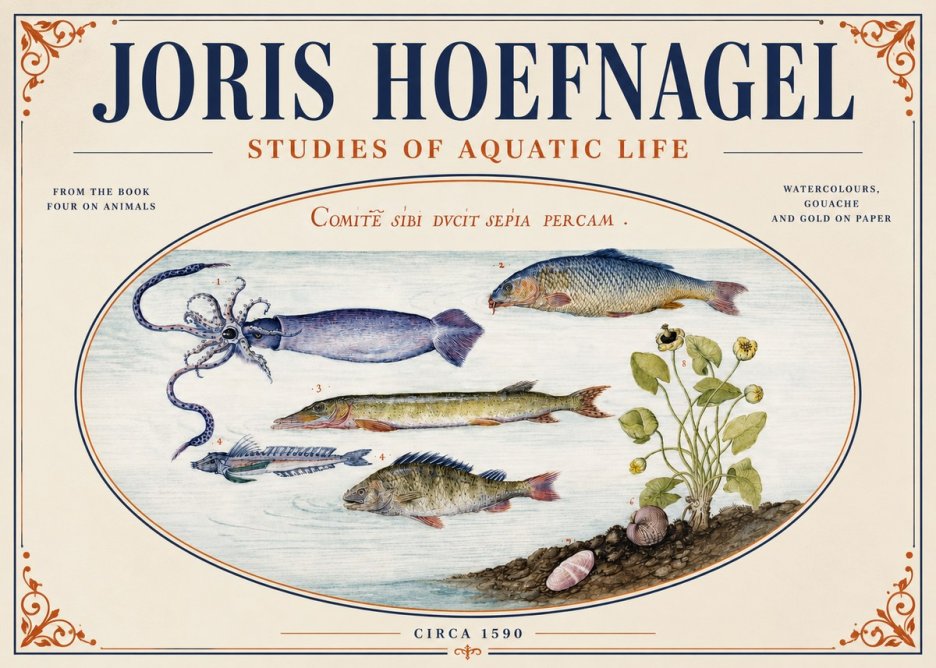 Joris Hoefnagel Comitẽ Sibi Ducit Sepia Percam. No4 - Póster