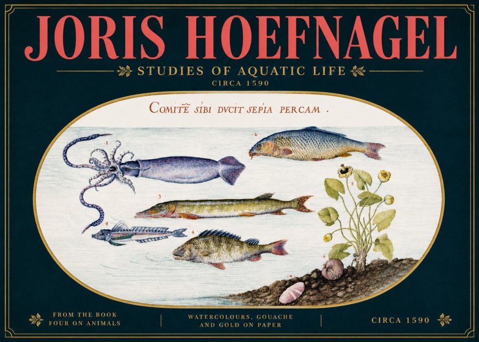 Joris Hoefnagel Comitẽ Sibi Ducit Sepia Percam. No5 - Póster