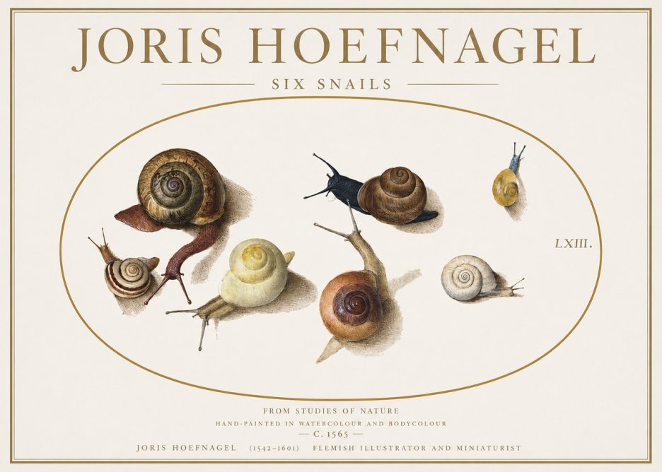 Joris Hoefnagel Six Snails No1 - Póster