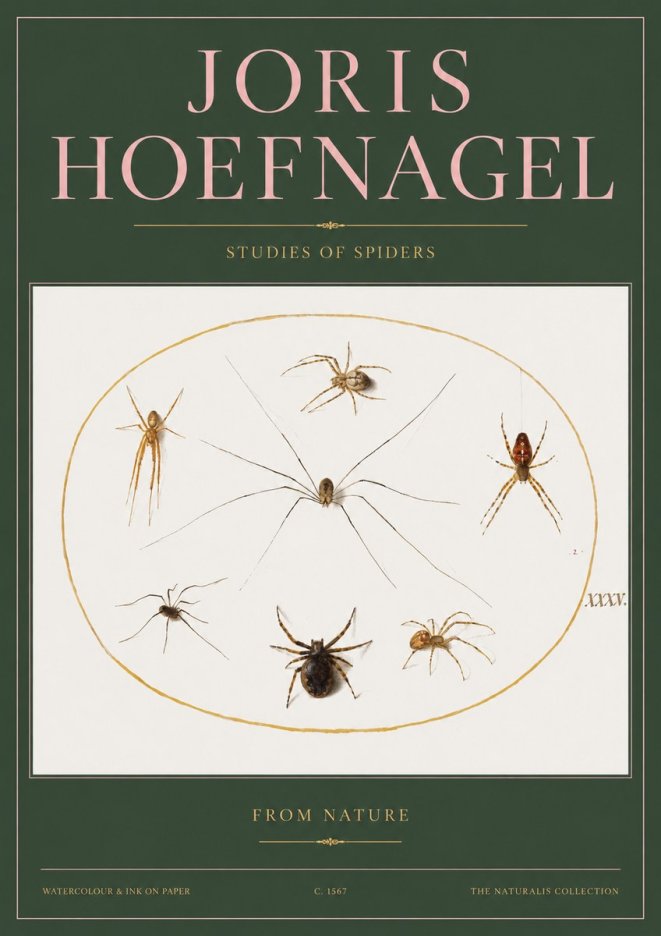Joris Hoefnagel Studies of Spiders from Nature No2 - Póster