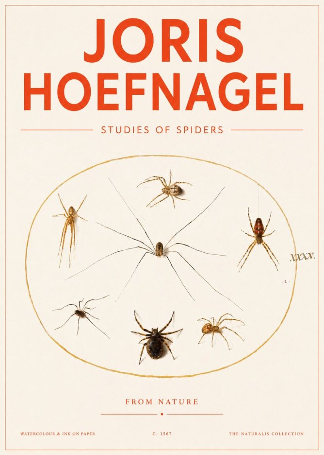 Joris Hoefnagel Studies of Spiders from Nature No3 - Póster