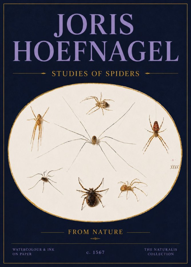 Joris Hoefnagel Studies of Spiders from Nature No4 - Póster