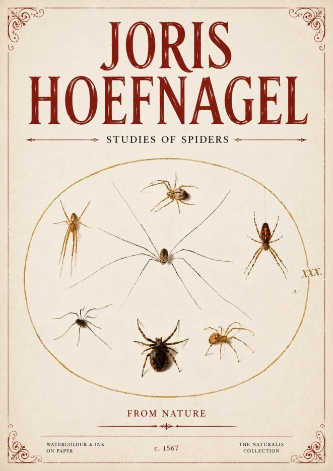Joris Hoefnagel Studies of Spiders from Nature No6 - Póster