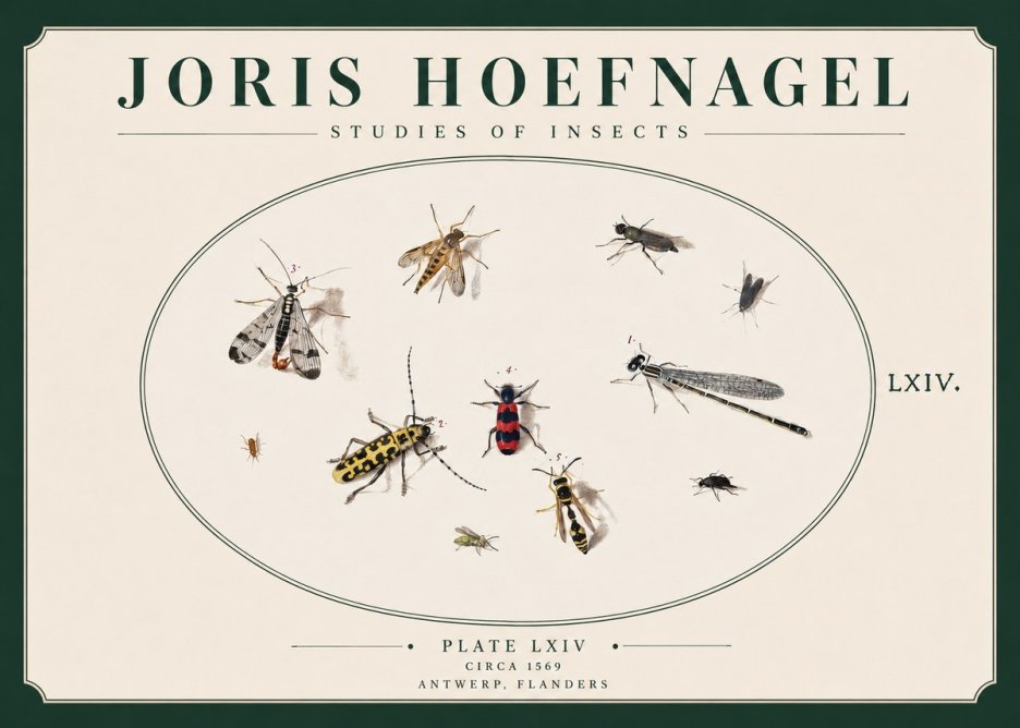 Joris Hoefnagel Studies of Insects - Plate Lxiv No3 - Póster