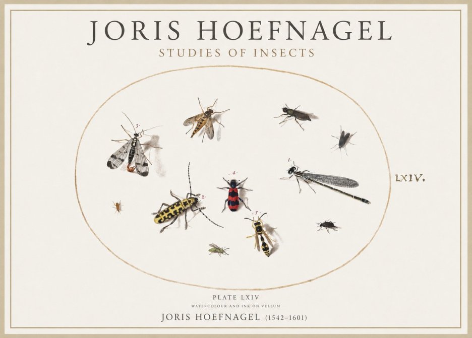 Joris Hoefnagel Studies of Insects - Plate Lxiv No4 - Póster