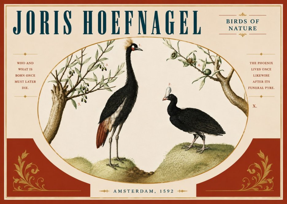 Joris Hoefnagel Birds of Nature No4 - Póster