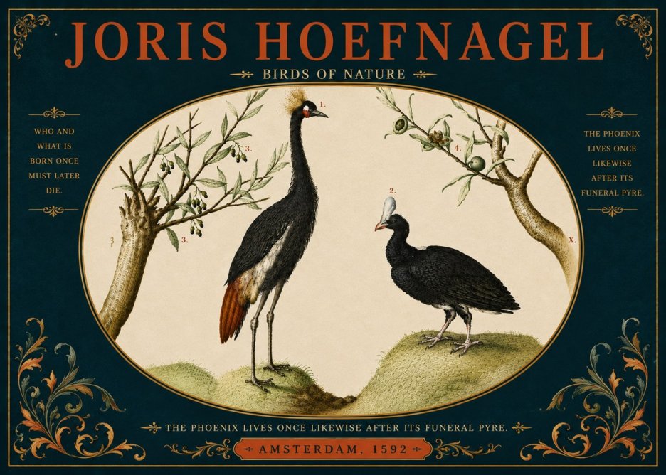 Joris Hoefnagel Birds of Nature No6 - Póster