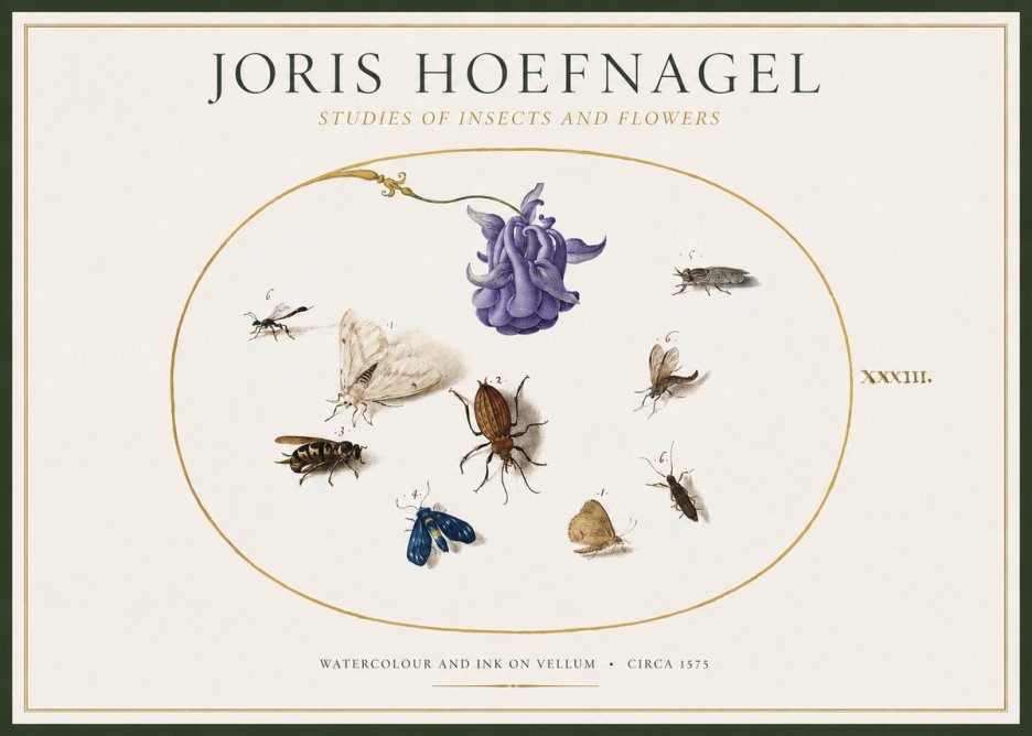 Joris Hoefnagel Studies of Insects and Flowers No1 - Póster