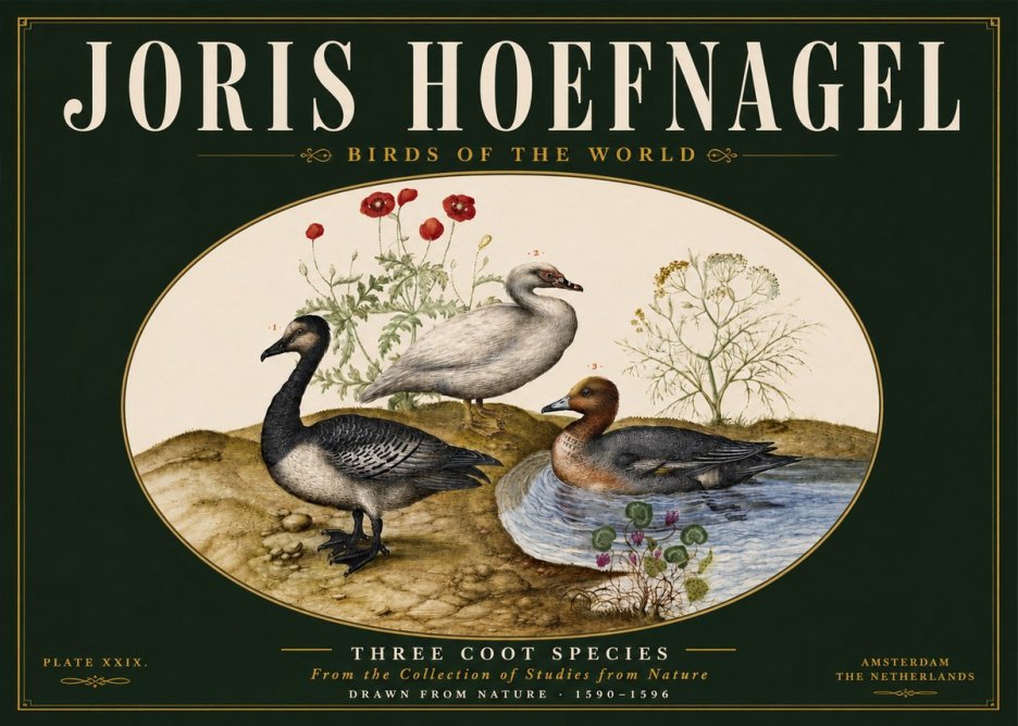 Joris Hoefnagel Three Coot Species No4 - Póster