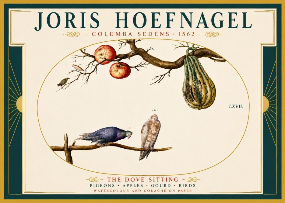 Joris Hoefnagel Pigeons Sitting. No6 - Póster