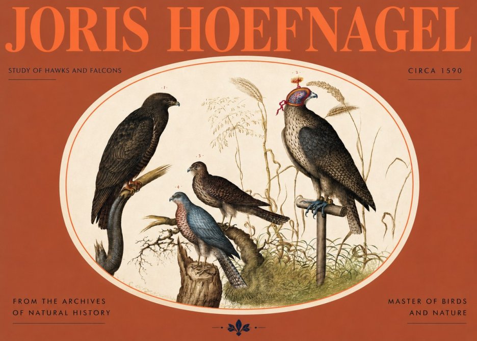 Joris Hoefnagel Studies of Hawks and Falcons No3 - Póster