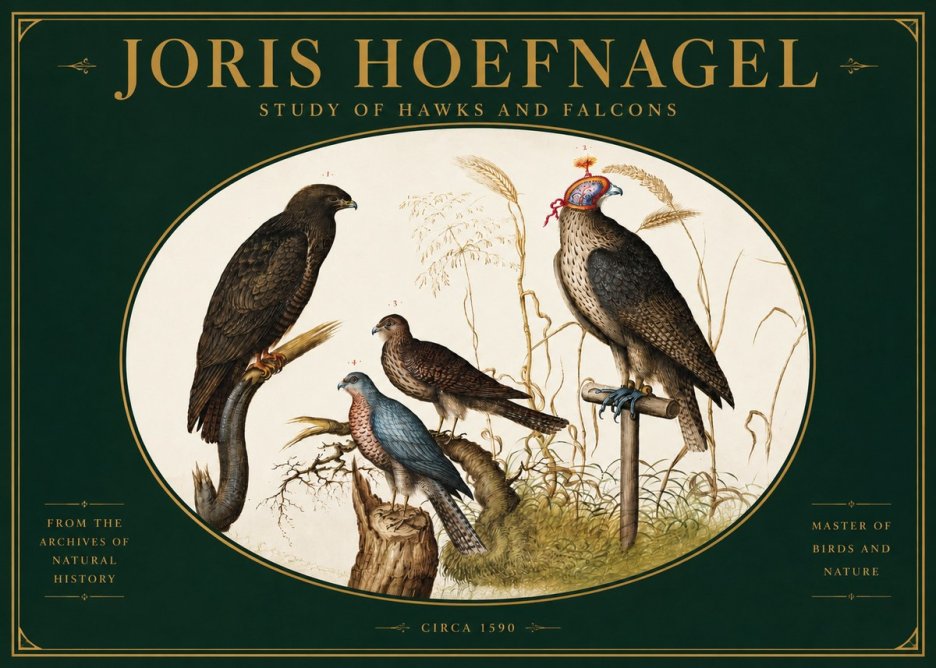 Joris Hoefnagel Studies of Hawks and Falcons No4 - Póster